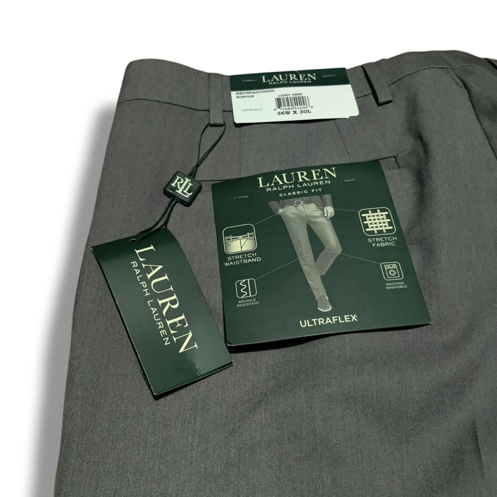 Lauren Ralph Lauren Norton Active Dress Pants Men's 36 x 30 Classic Fit Grey New